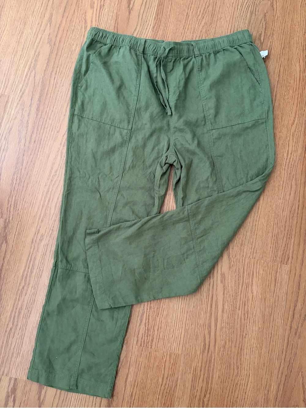 NWT Green Linen-Blend Wide Leg Pants, size XXL (20)